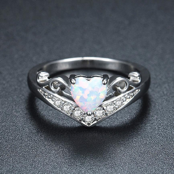 Oval Cut Heart Fire Opal Ring | Skanto