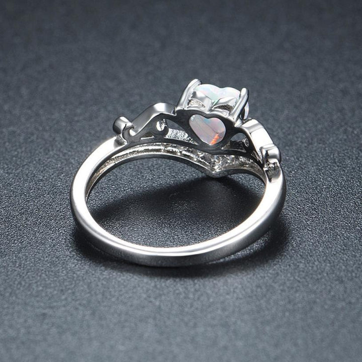 Oval Cut Heart Fire Opal Ring | Skanto