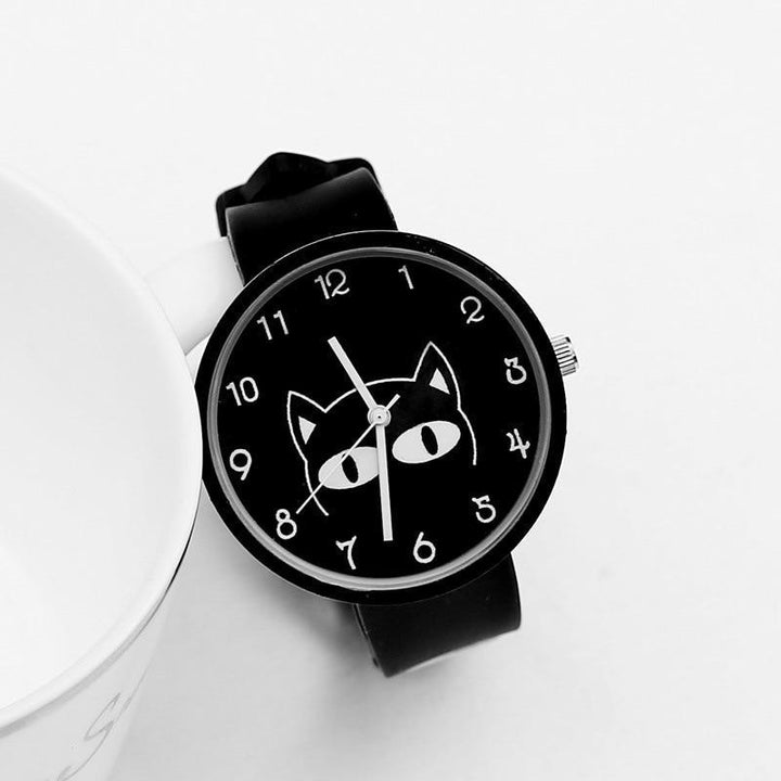 Skanto | Svart Minimalistisk Katteelsker Glede Designer Dameklokke