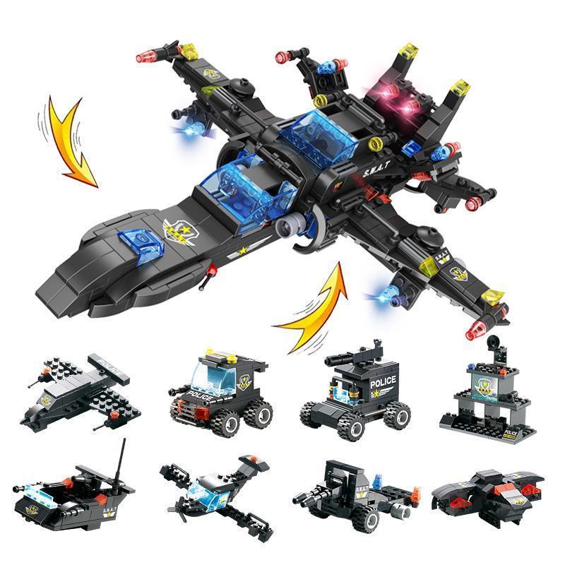 Skanto | 8 I 1 Robot Flybil By Politiet SWAT Byggestein