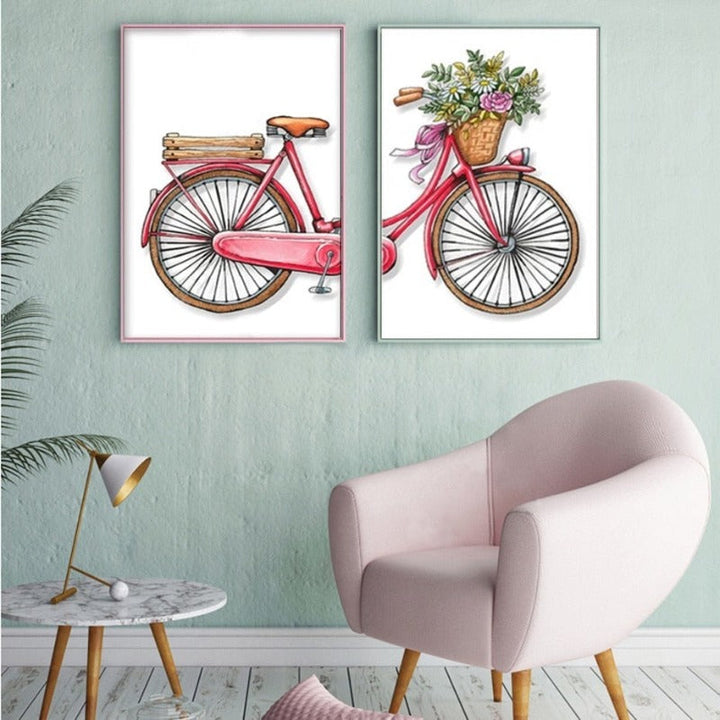 Moderne romantisk lerretsbilde med sykkelblomster