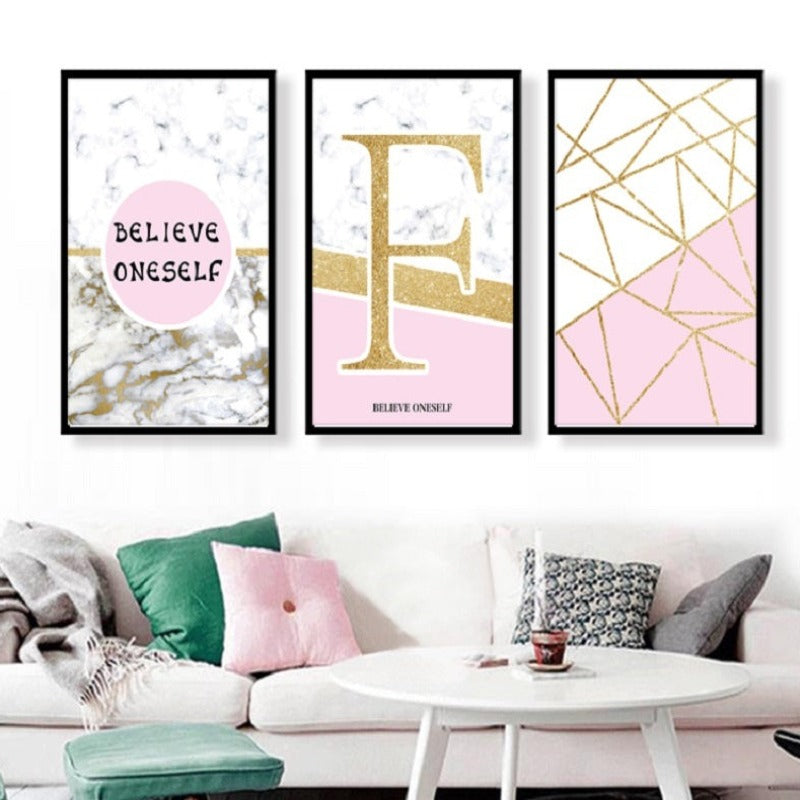 Moderne abstrakt geometri, gullboksstaver – lerretbilde