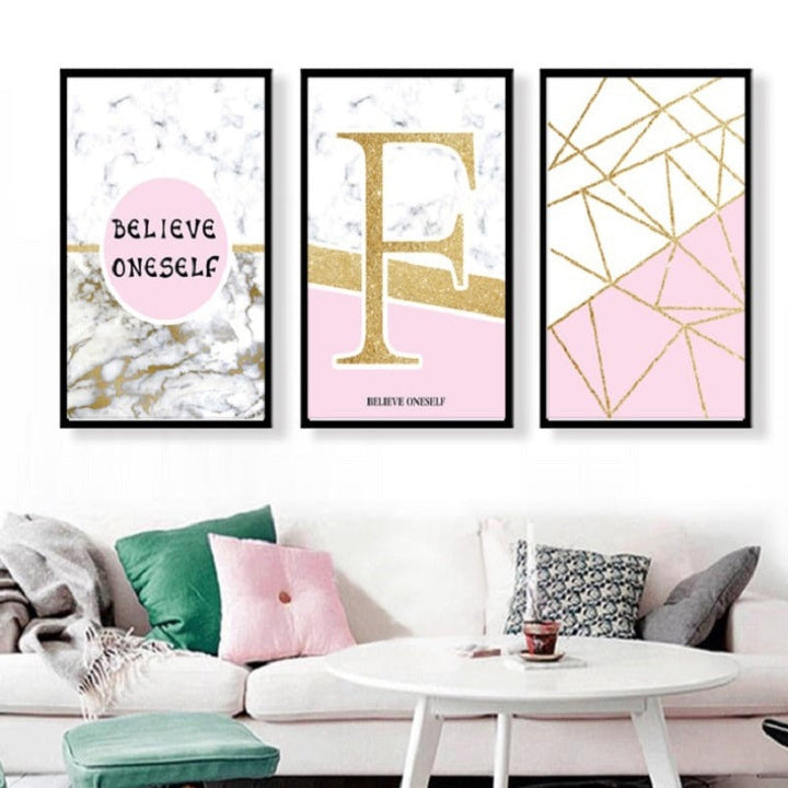 Moderne abstrakt geometri, gullboksstaver – lerretbilde