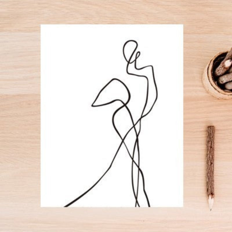 Abstract Minimalist Curve Figure Black and White - Canvas Wall Art Painting | Skanto