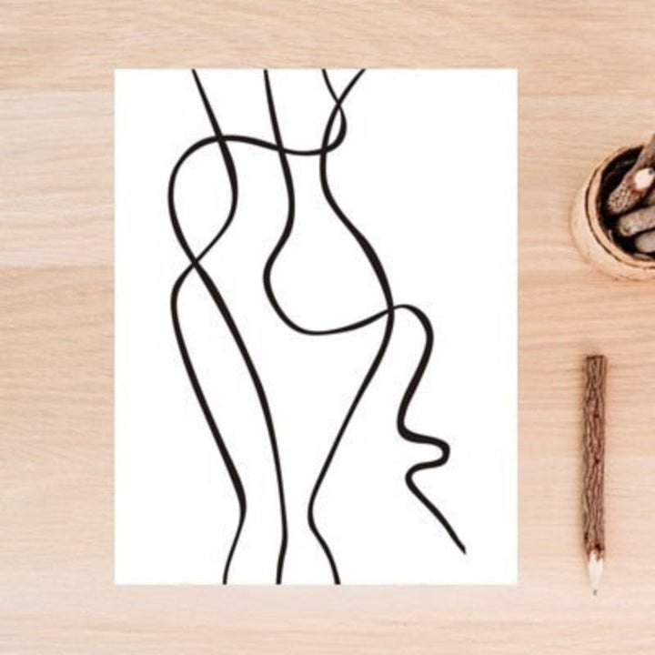 Abstract Minimalist Curve Figure Black and White - Canvas Wall Art Painting | Skanto