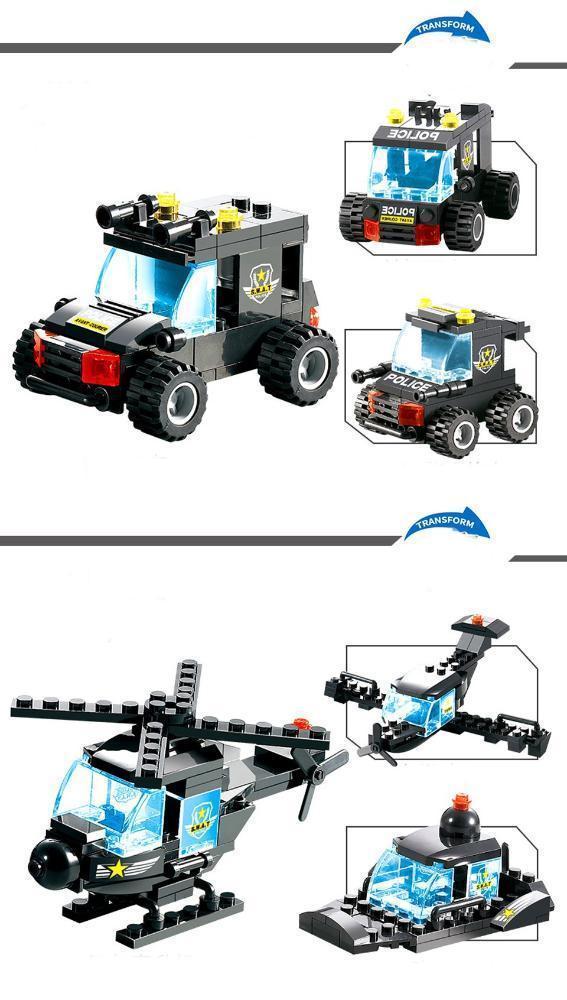 Skanto | 8 I 1 Robot Flybil By Politiet SWAT Byggestein