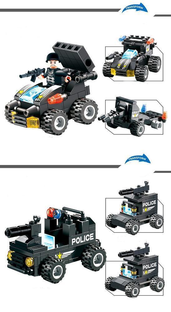 Skanto | 8 I 1 Robot Flybil By Politiet SWAT Byggestein