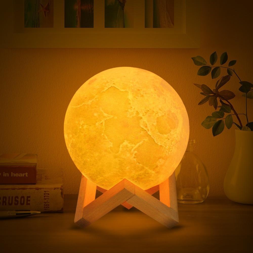 Skanto | Oppladbar Trådløs Dobbeltfarget Lunar Full Moon Natt LED Lampe