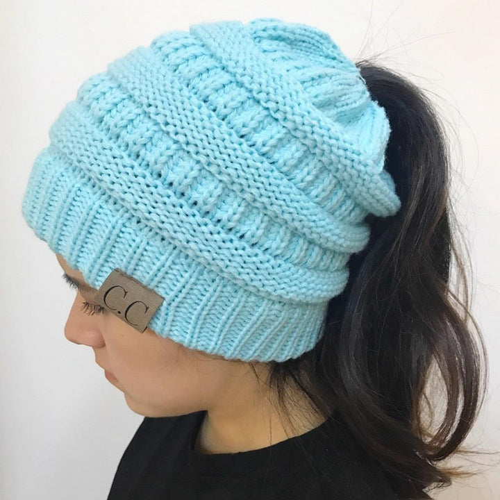 Soft Knit Ponytail Beanie Hat | Skanto