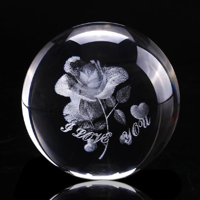 3D Rose Crystal Ball "I Love You" | Skanto
