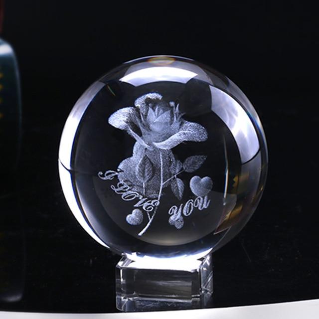 3D Rose Crystal Ball "I Love You" | Skanto