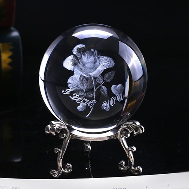 3D Rose Crystal Ball "I Love You" | Skanto
