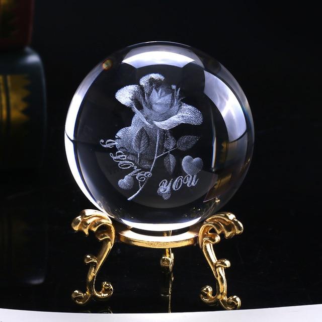 3D Rose Crystal Ball "I Love You" | Skanto