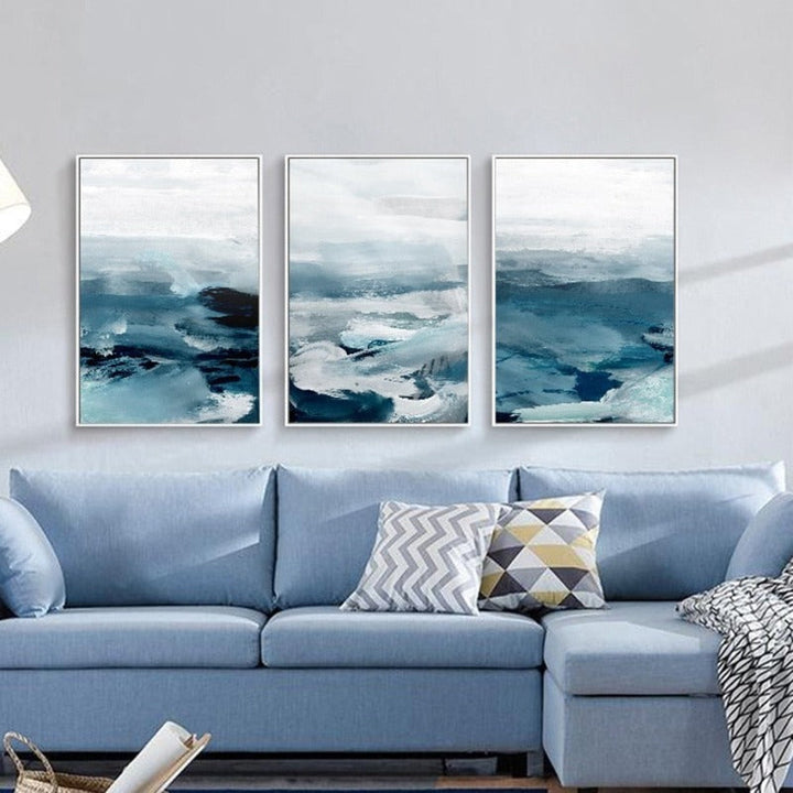 Abstract Landscape Mountain Blue Nordic - Canvas Wall Art Painting | Skanto