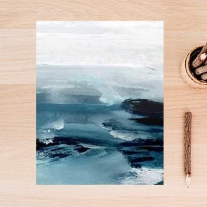 Abstract Landscape Mountain Blue Nordic - Canvas Wall Art Painting | Skanto