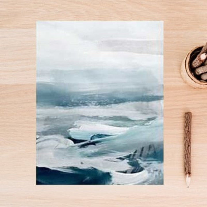 Abstract Landscape Mountain Blue Nordic - Canvas Wall Art Painting | Skanto