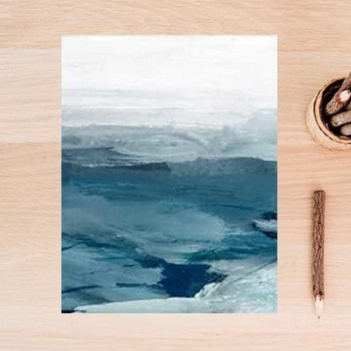 Abstract Landscape Mountain Blue Nordic - Canvas Wall Art Painting | Skanto