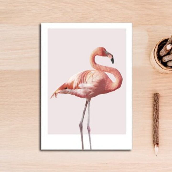 Moderne lerretbilde med rosa flamingoer og pærer