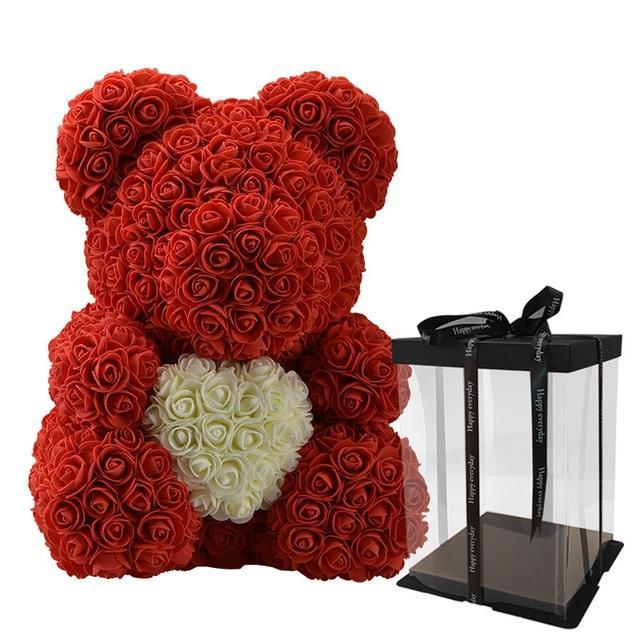 Rose Teddy Bear med Hjerte | Skanto