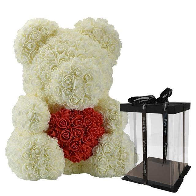 Rose Teddy Bear med Hjerte | Skanto