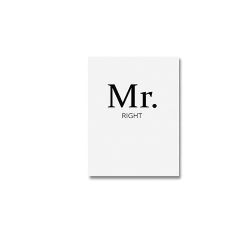 Mr. Right Mrs. Always Right Par - Lerret Veggkunst Maleri