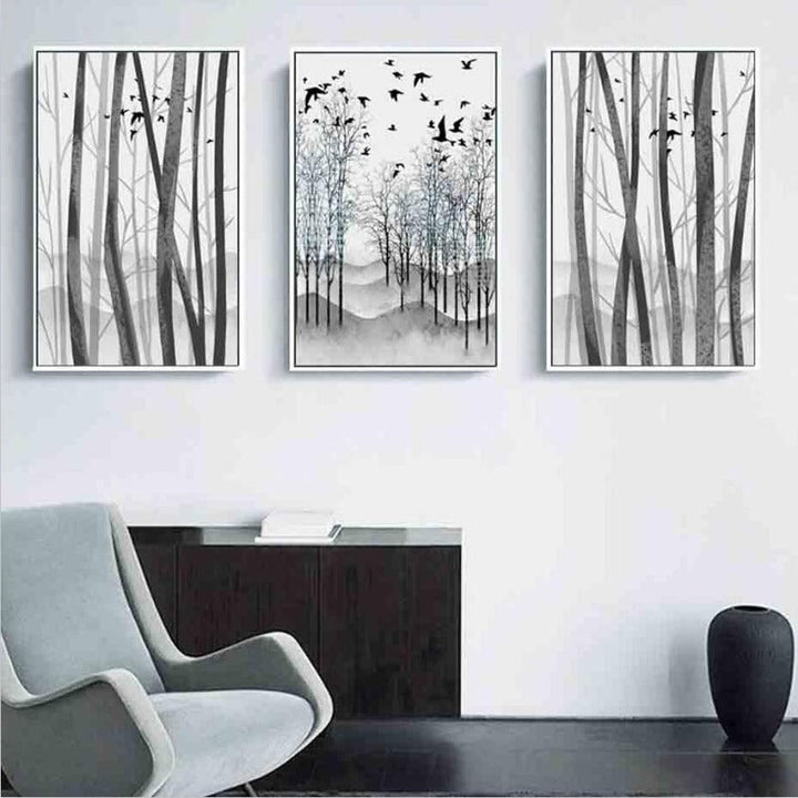 Abstract Woodland Nordic Wall Art Print - Canvas Wall Art Painting | Skanto