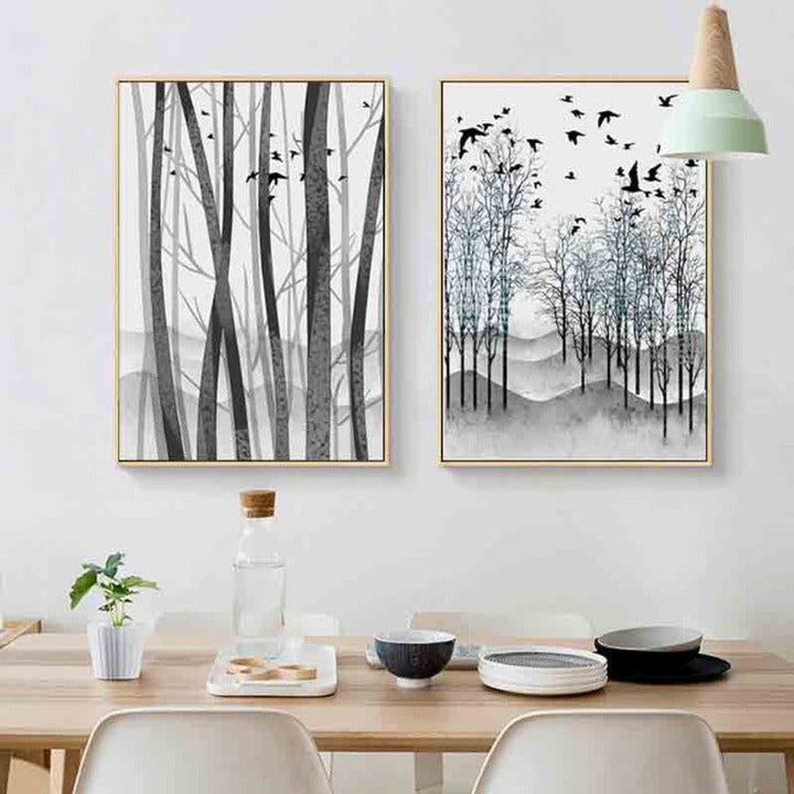 Abstract Woodland Nordic Wall Art Print - Canvas Wall Art Painting | Skanto