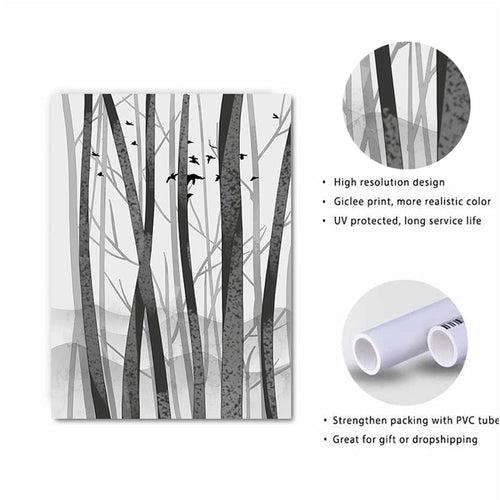Abstract Woodland Nordic Wall Art Print - Canvas Wall Art Painting | Skanto