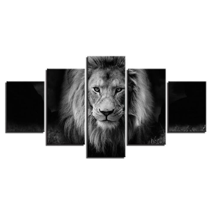Lion svart og hvit - lerret veggkunst maleri