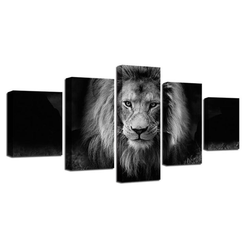 Lion svart og hvit - lerret veggkunst maleri