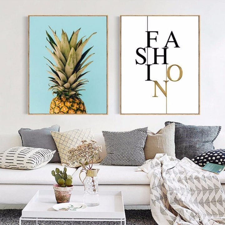 Bokstaver Ananas-lerret Veggkunst Maleri