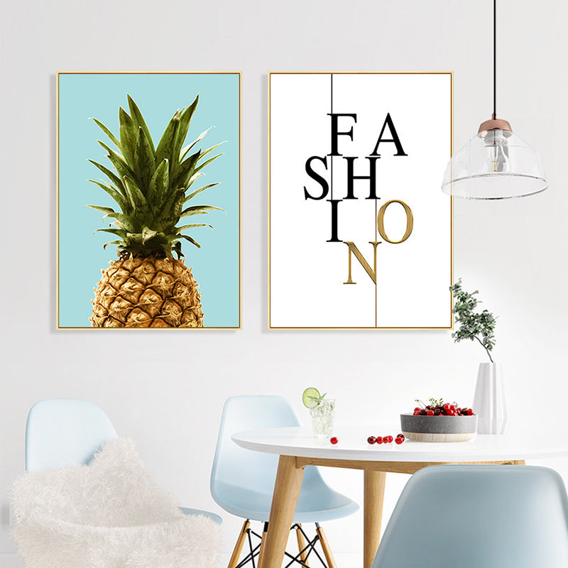 Bokstaver Ananas-lerret Veggkunst Maleri