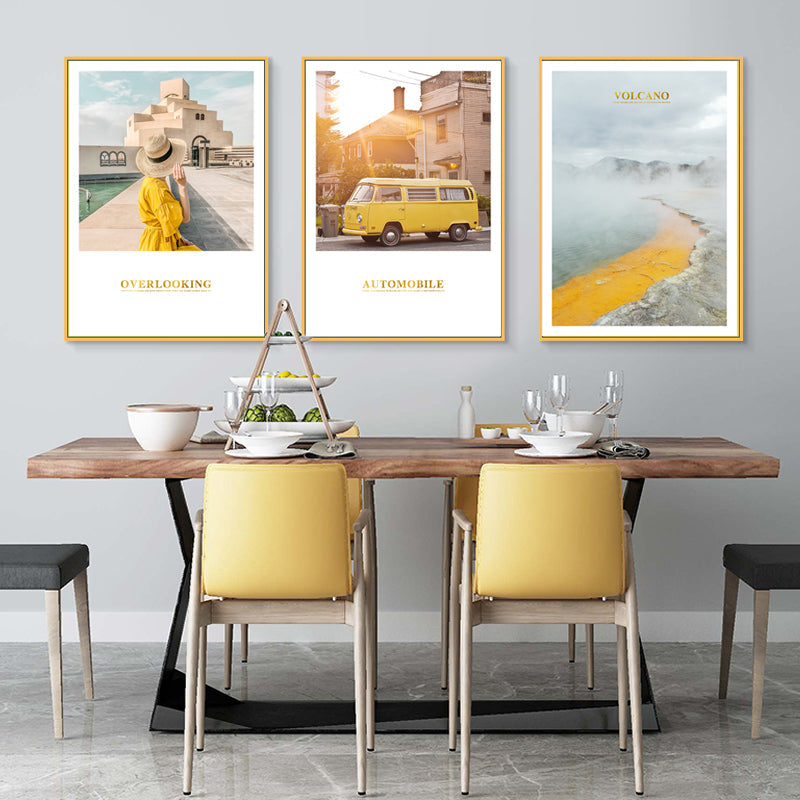Moderne gule landskapsveggkunstplakat - lerret veggkunstmaleri