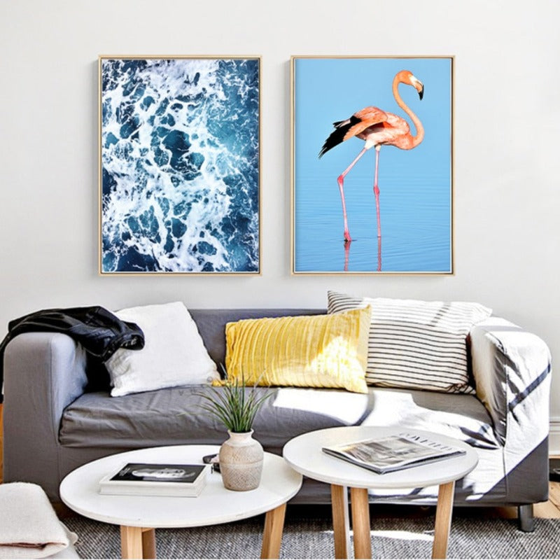 Flamingo I Havlandskap - Lerret Veggkunst Maleri