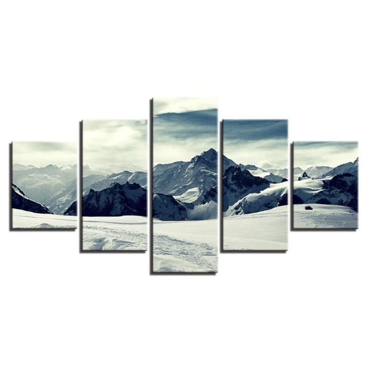 Snødekte fjell – 5-delt lerretsbilde | Naturinspirert veggkunst