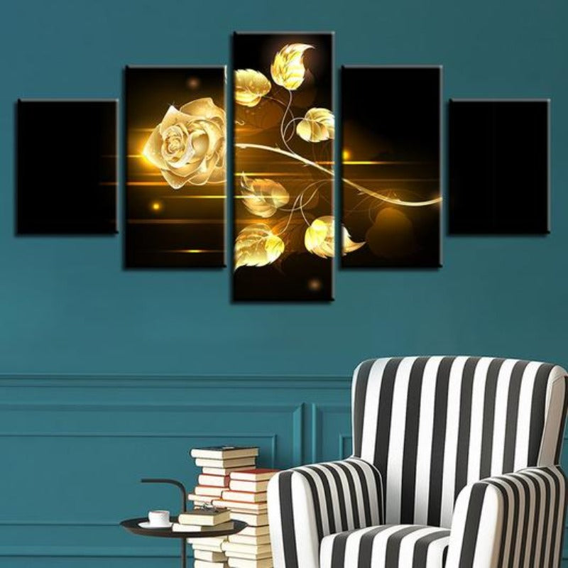 Golden Rose - Lerret Veggkunst Maleri