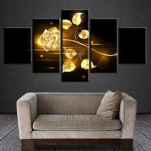 Golden Rose - Lerret Veggkunst Maleri