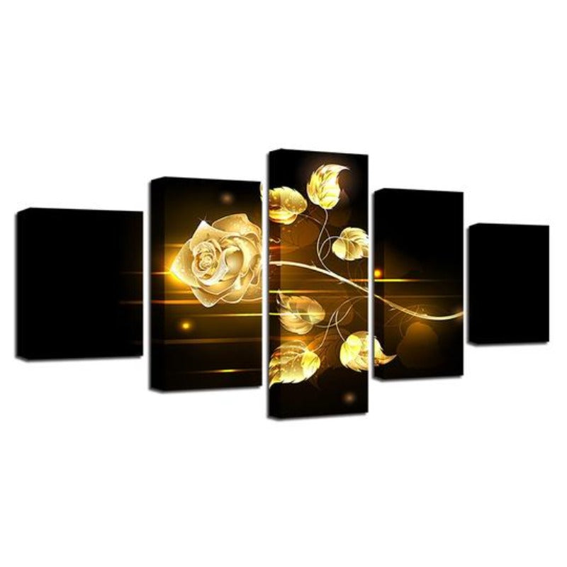 Golden Rose - Lerret Veggkunst Maleri