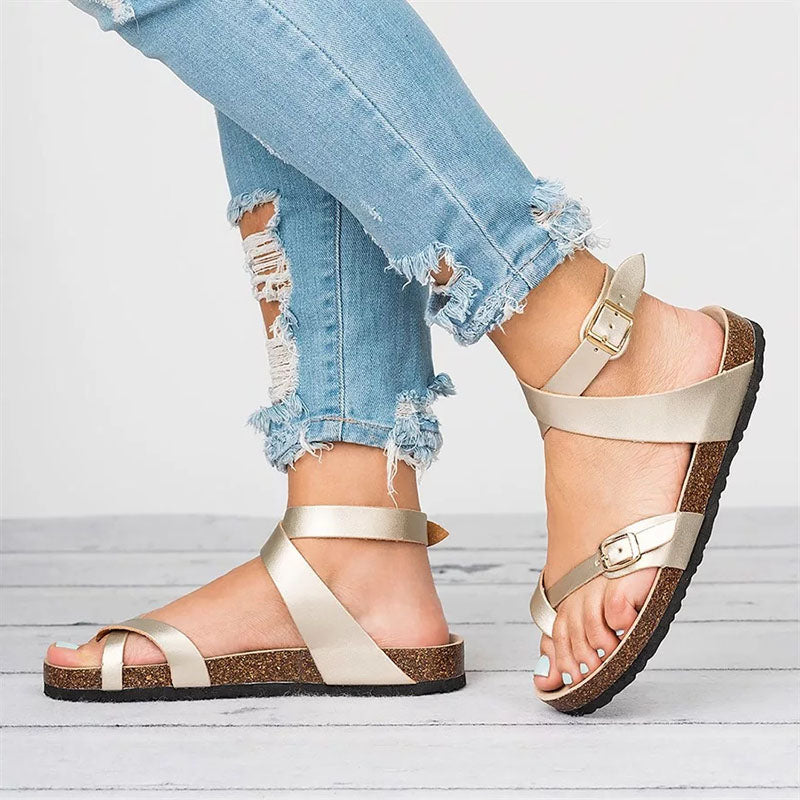 Skanto | Flate lær sandaler