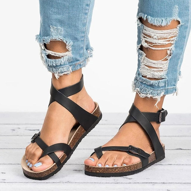Skanto | Flate lær sandaler
