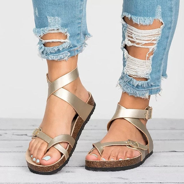 Skanto | Flate lær sandaler