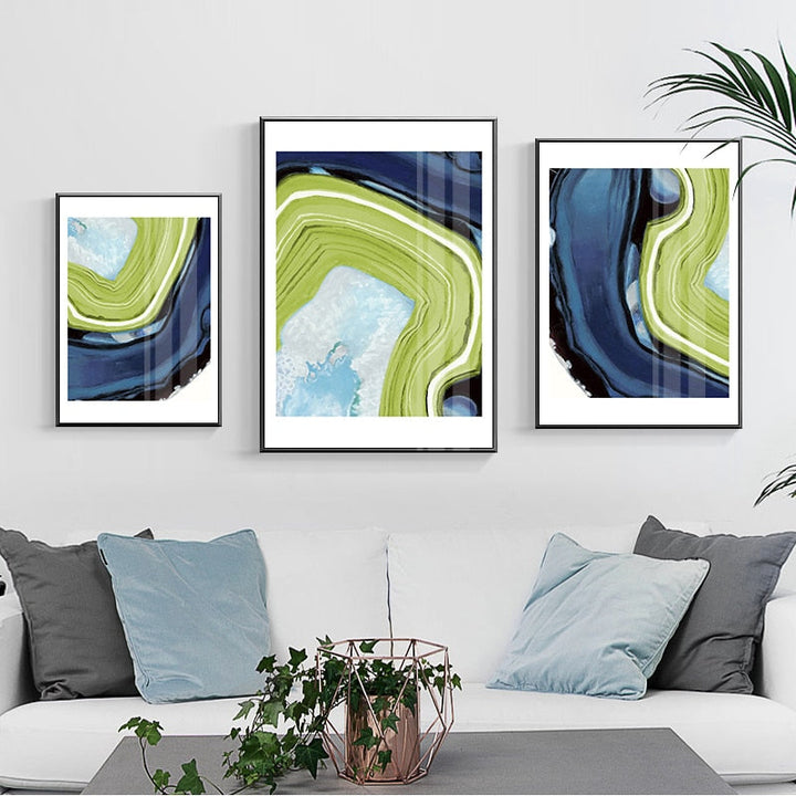 Abstract Blue Green Marble - Canvas Wall Art Painting | Skanto