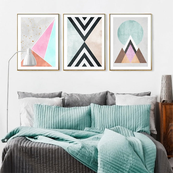 Abstract Geometric Wall Art Prints Vintage Poster - Canvas Wall Art Painting | Skanto