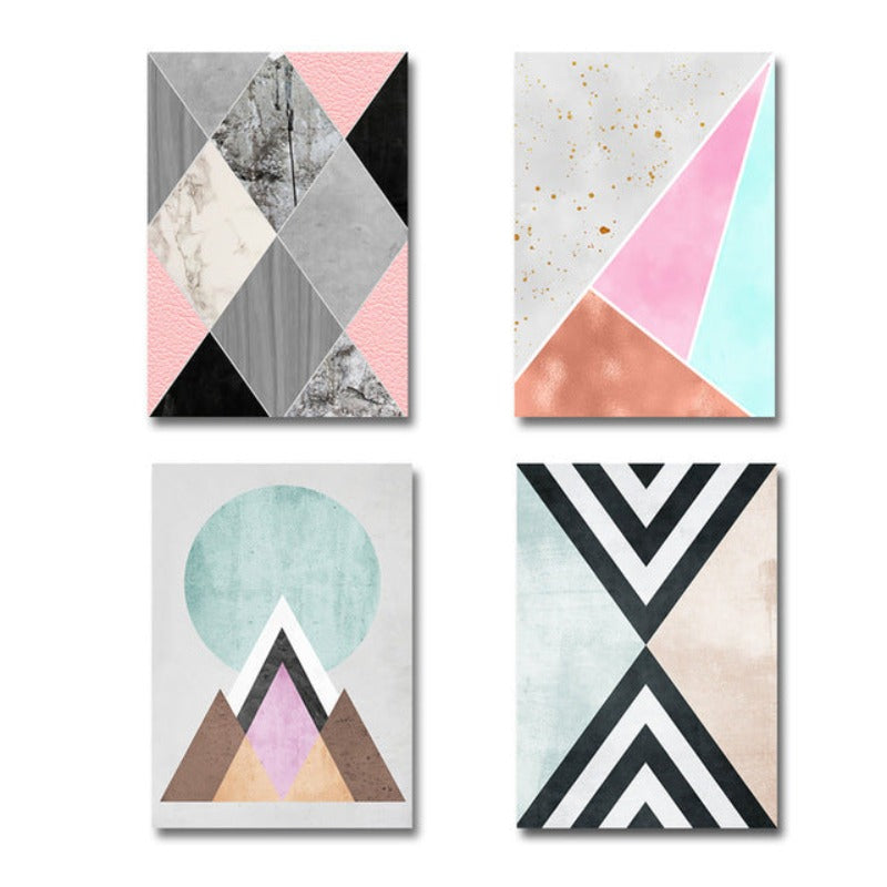 Abstract Geometric Wall Art Prints Vintage Poster - Canvas Wall Art Painting | Skanto