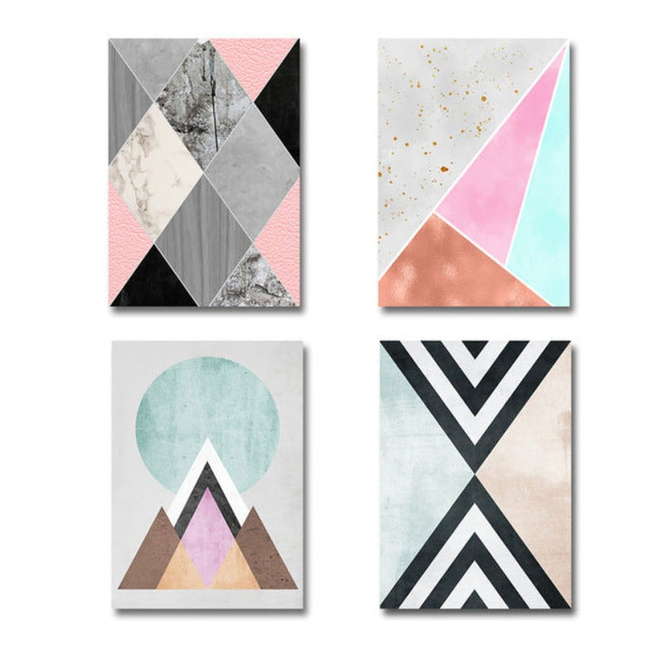Abstract Geometric Wall Art Prints Vintage Poster - Canvas Wall Art Painting | Skanto