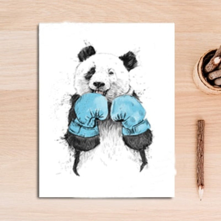 Lustiger Boxen Panda Dyr Banksy - Lerret Veggkunst Maleri