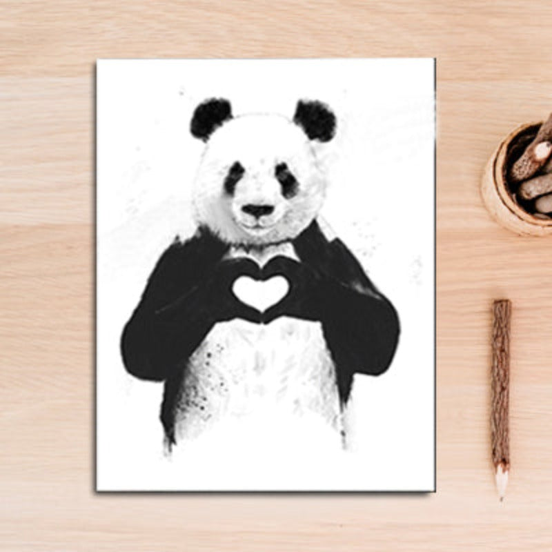 Lustiger Boxen Panda Dyr Banksy - Lerret Veggkunst Maleri