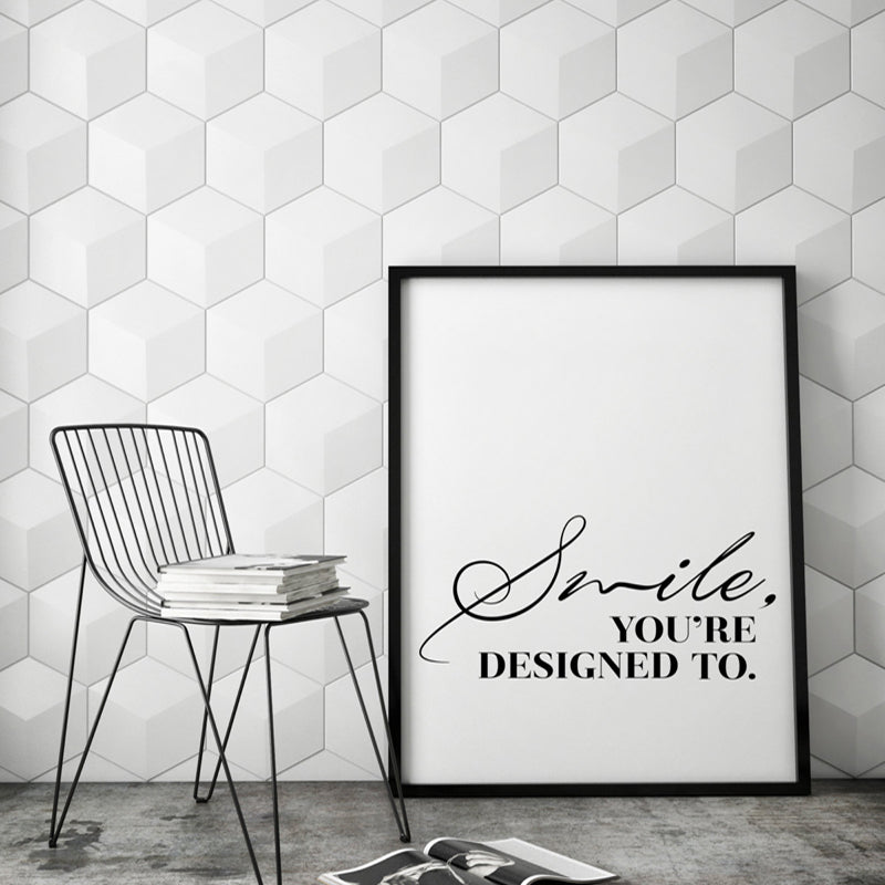 Smil – Du er skapt for det – Inspirerende sitat i svart-hvitt