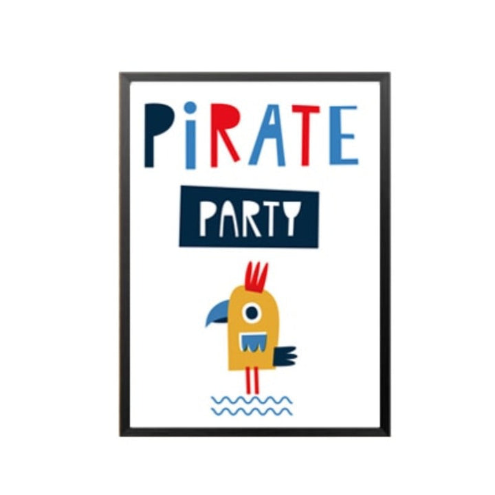 Blauer Piratensegelboot - Lerret Veggkunst Maleri | Skanto
