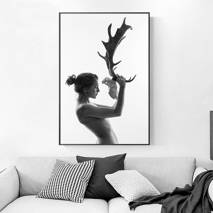 Antlers Women - Canvas Wall Art Painting | Skanto